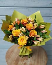 Букет цветов из:  Альстромерии и Розы в Малых Ягурах