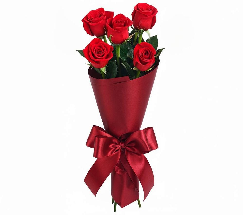 Букет 5 Красных роз Эдлесс Лав в Малых Ягурах
