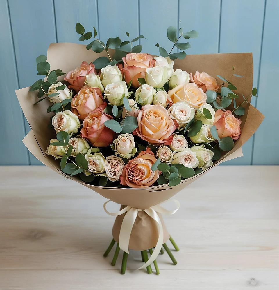 Букет цветов из: Альстромерии и Розы в Малых Ягурах