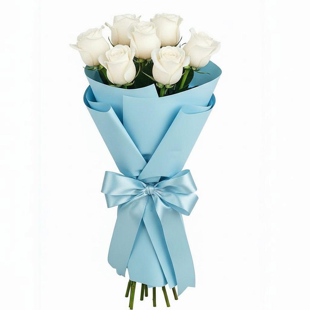 Букет 7 белых роз Проуд в Малых Ягурах