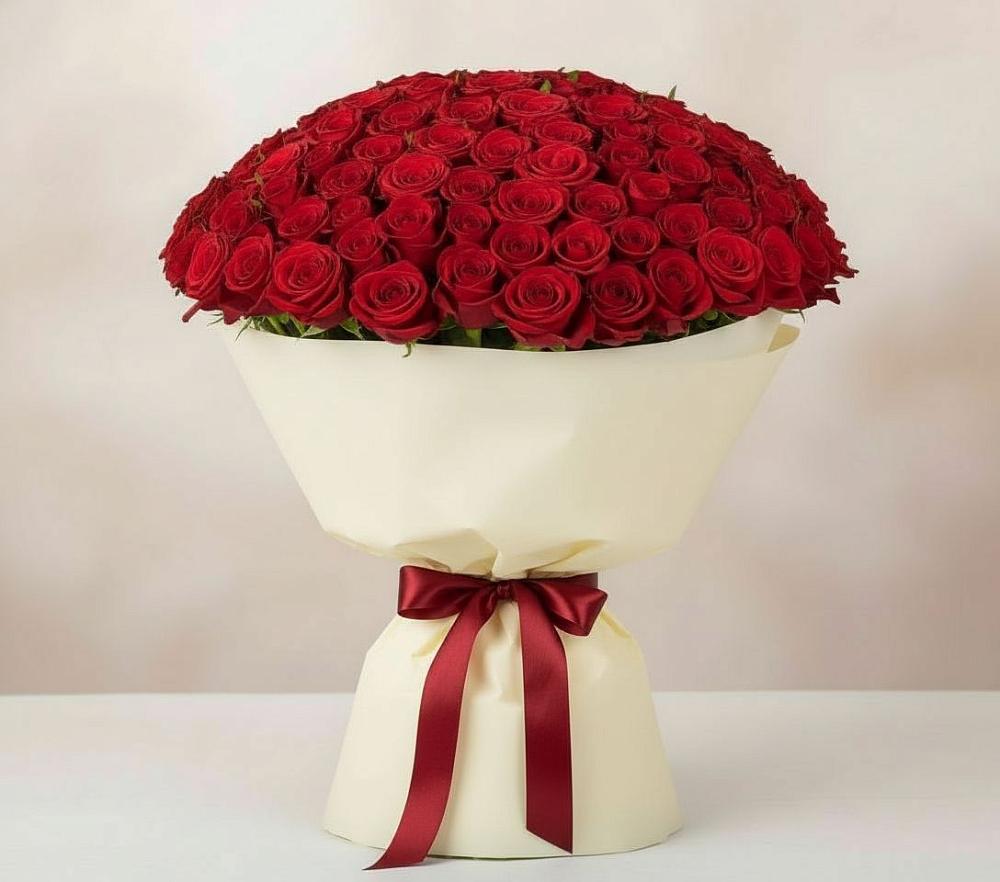 Букет 101 Красная роза Милано в Малых Ягурах