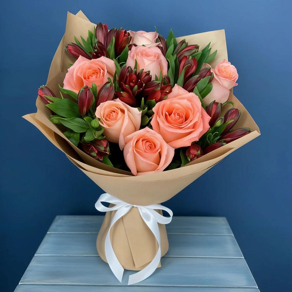 Букет цветов из: Розы и Альстромерии в Малых Ягурах