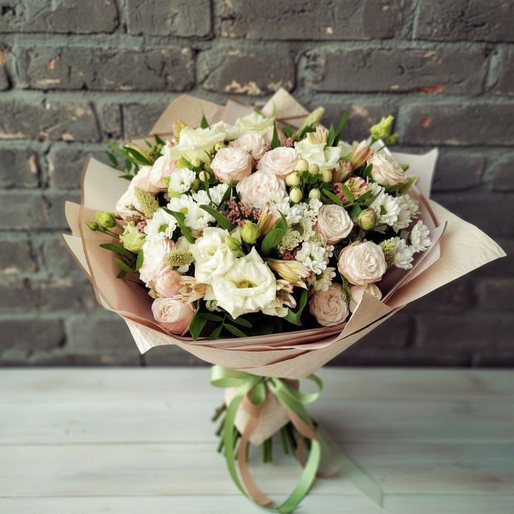Букет цветов из: Альстромерии, Розы и Хризантемы в Малых Ягурах