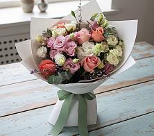 Букет цветов из:  Розы, Лизиантусы и Гвоздики в Малых Ягурах