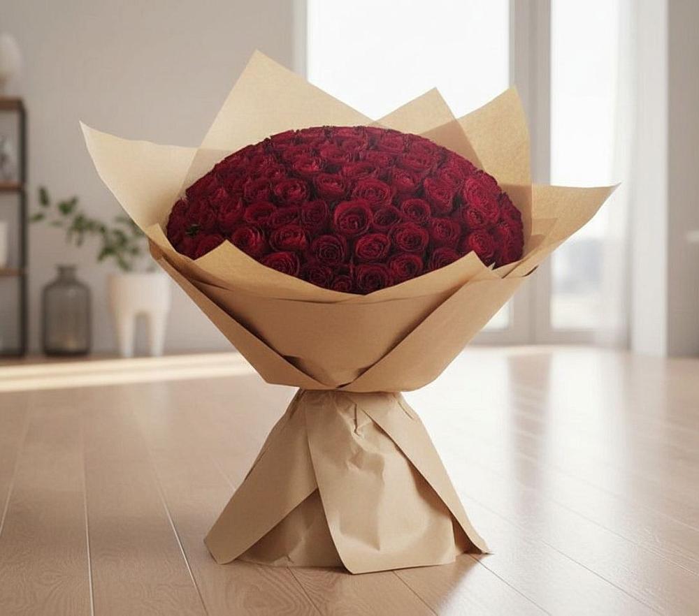 Букет 101 Красная роза в Малых Ягурах
