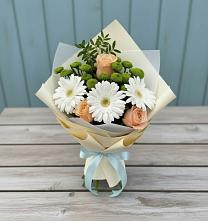 Букет цветов из:  Герберы, Розы и Хризантемы в Малых Ягурах