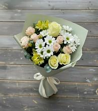 Букет цветов из:  Альстромерии, Розы и Хризантемы в Малых Ягурах